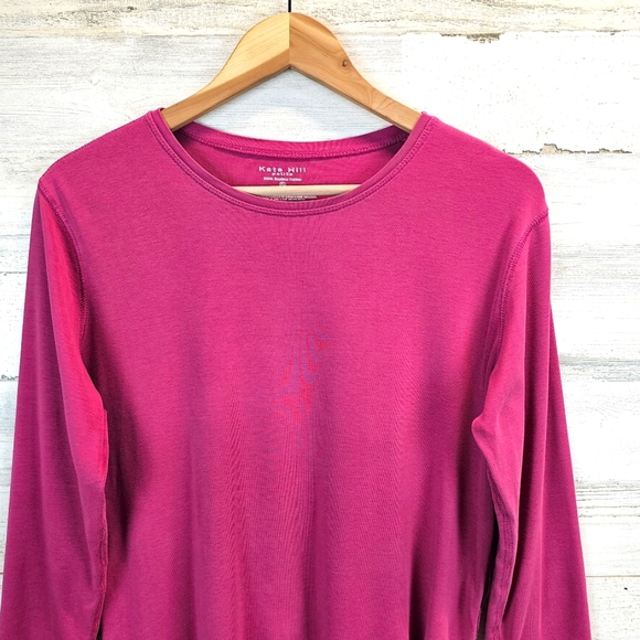 Vintage Kate Hill Supima Cotton Long Sleeve Top LP Magenta 90s Minimalist Fall - Picture 6 of 12